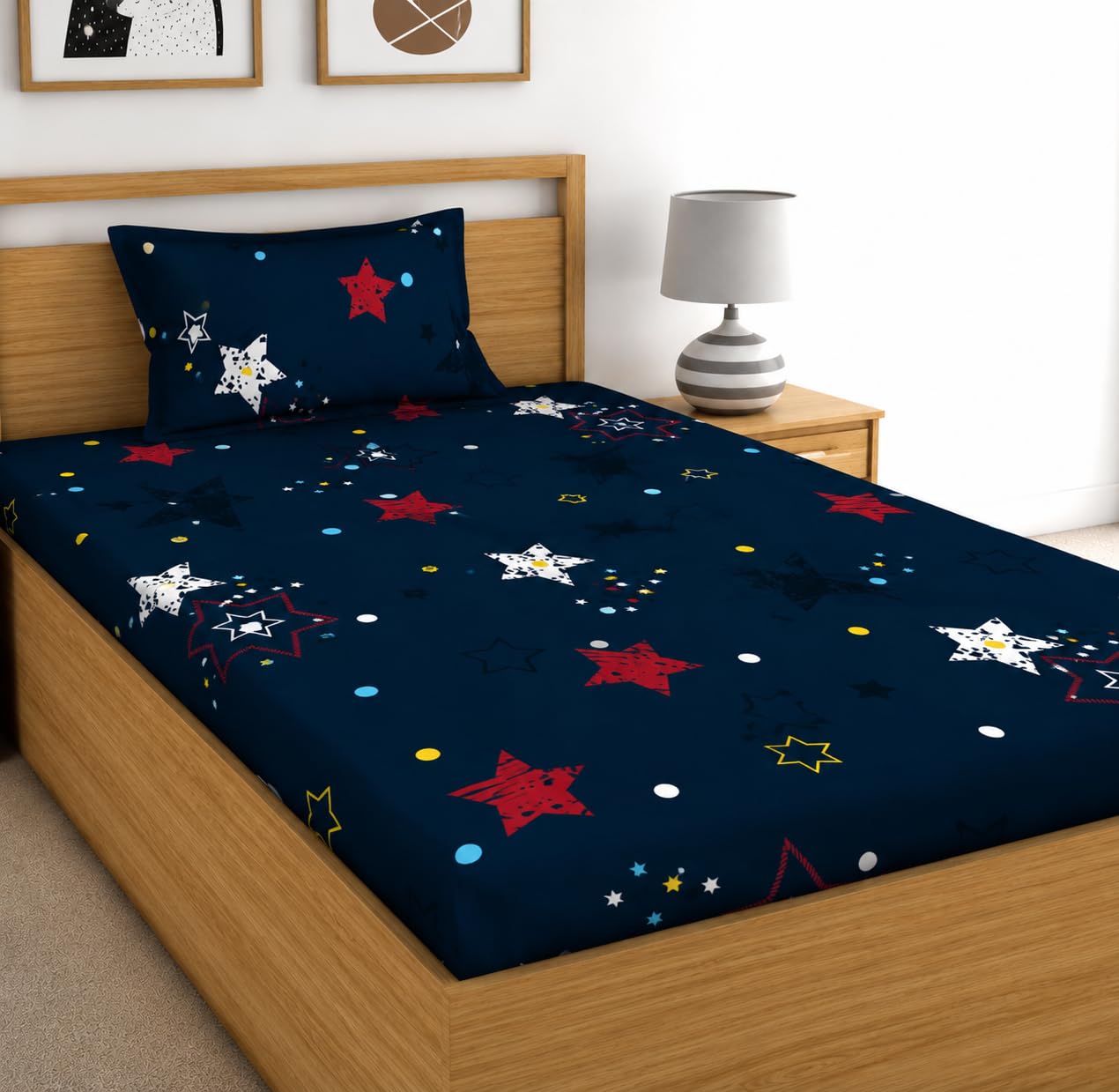 DECORUM Glace Cotton Single Bedsheet with 1 Pillow Cover | Soft, Durable, Lightweight & Skin-Friendly Fabric| Suitable for Single/Diwan Bed Size discount deal