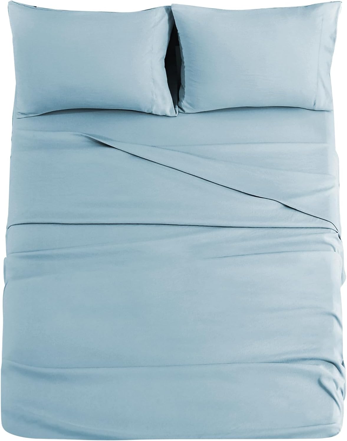 JOLLYVOGUE Bed Sheets Queen 4 Pieces, Light Blue Sheet Set