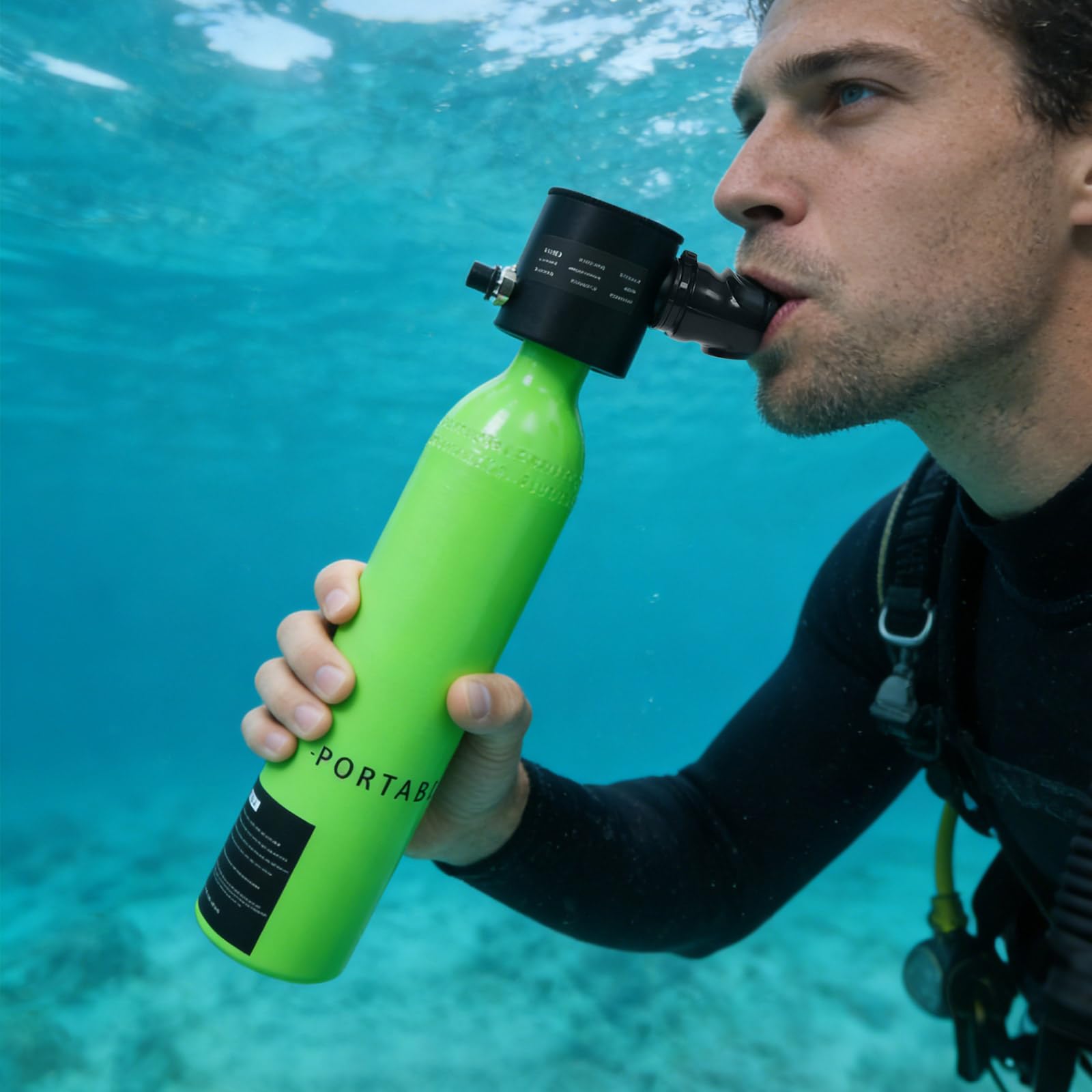 Mini réservoir de plongée sous-marine de 0,5 l, bouteille pulmonaire pour plongée sportive, capacité de 10 à 20 minutes, avec embout en silicone