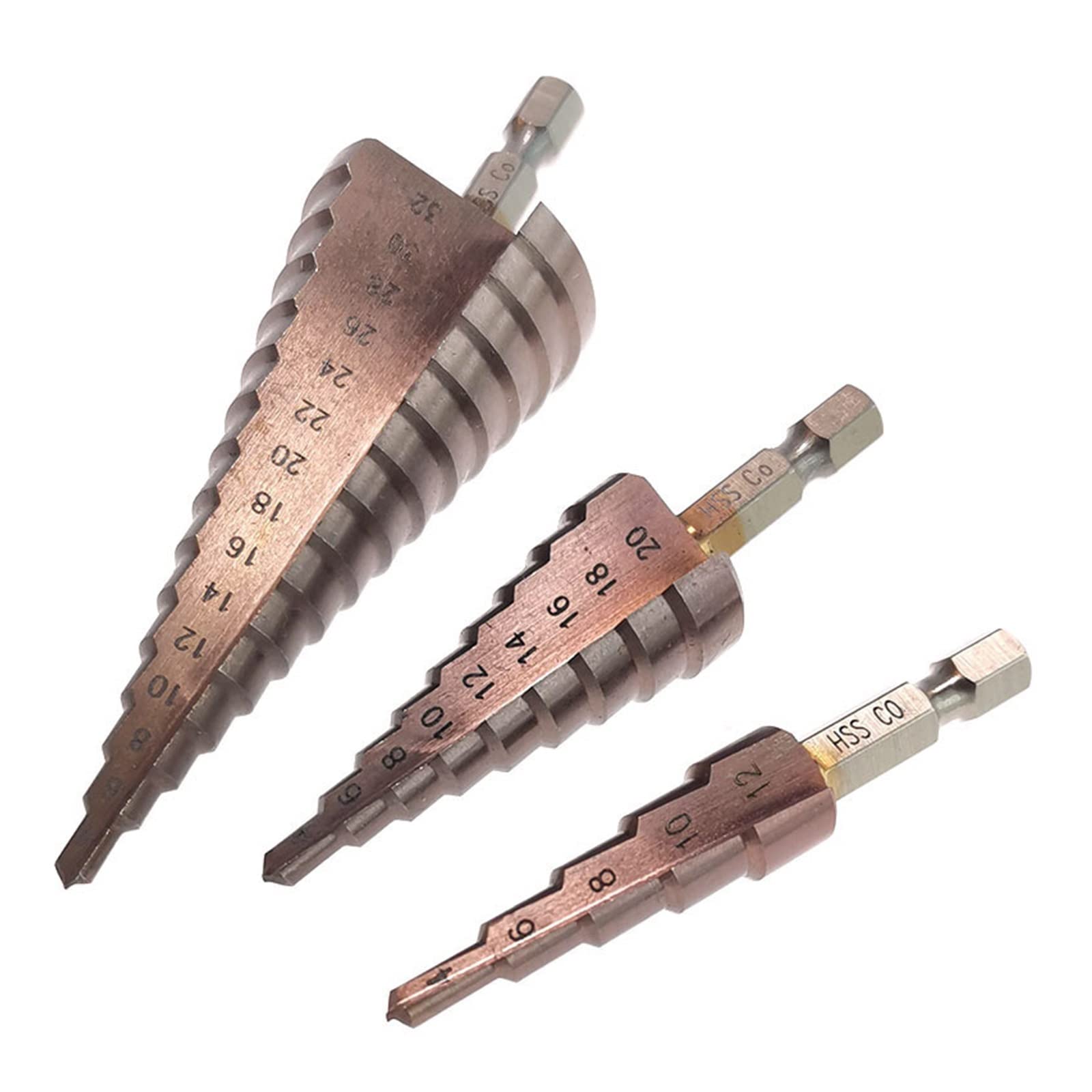 4-12/4-20/4-32/6-24/6-35mm M35 kobaltowe wiertło stopniowe HSS ze stali szybkotnącej stożkowe metalowe wiertła zestaw narzędzi (Color : Brown, Size : 6-35 Spiral 1pcs)