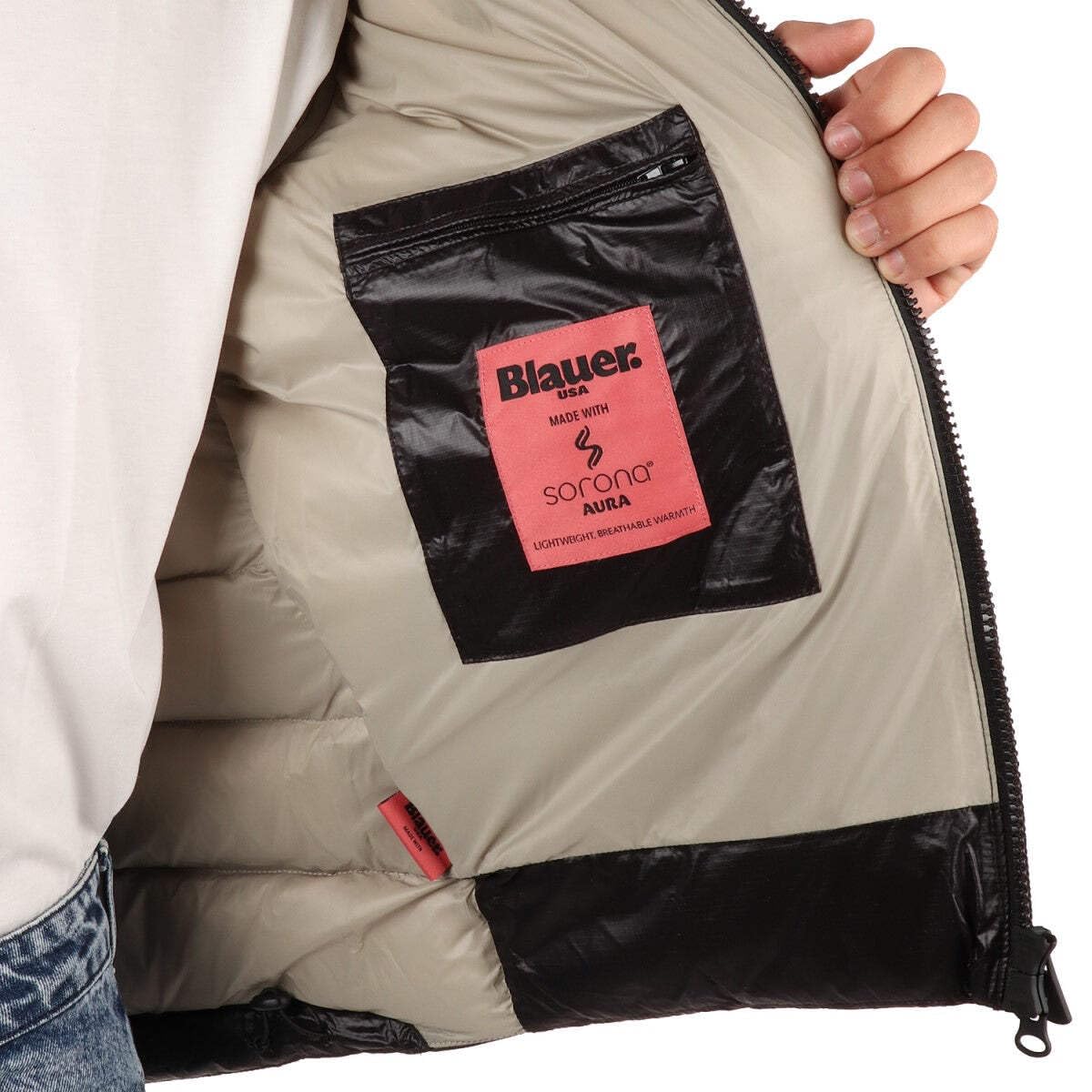 Blauer Piumino Imbottito Adams Giacca Corta Uomo Poliestere Nero/Beige