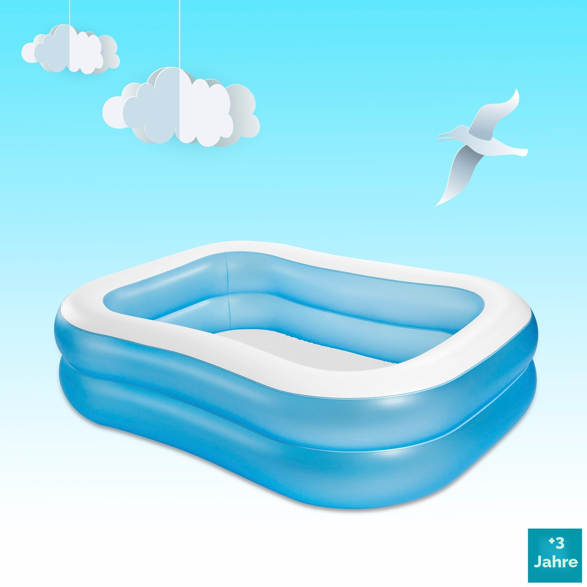 Intex Swim Center Familienpool, aufgeblasene Größe: 203 cm x 152 cm x 48 cm (57180NP) | Intex Swim Center, Luftkammern, Wasserspaß, Gartenpool, Sommer, robuster Vinyl, schneller Aufbau, Familienbad, langlebig