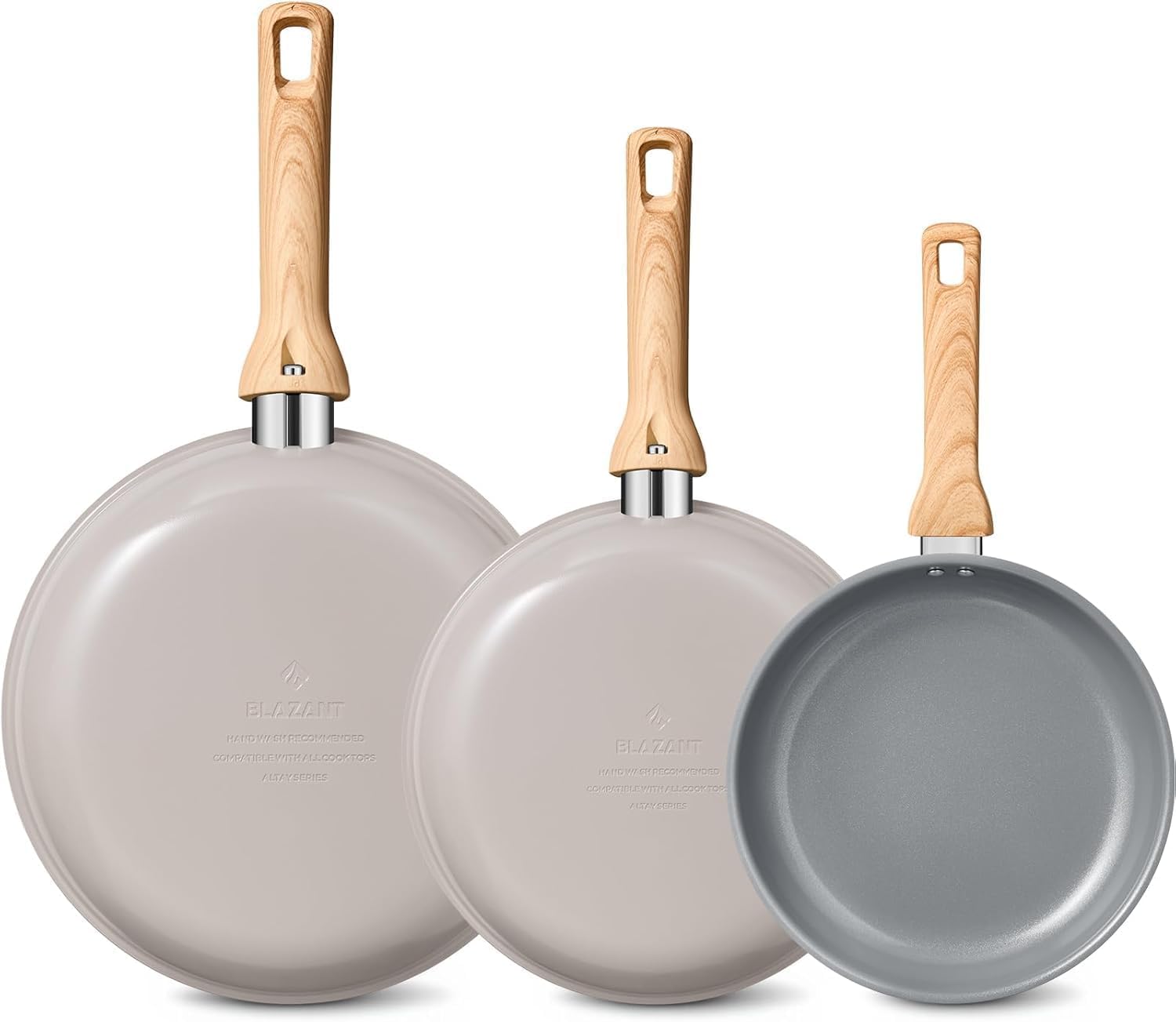 BLAZANT Keramik Pfannenset Induktion, 3-teiliges Antihaft Bratpfannen Set 20/24/28 cm ohne PFAS, Gesunde Pfanne für Familienküche & Tägliches Kochen, Bakelitgriffe