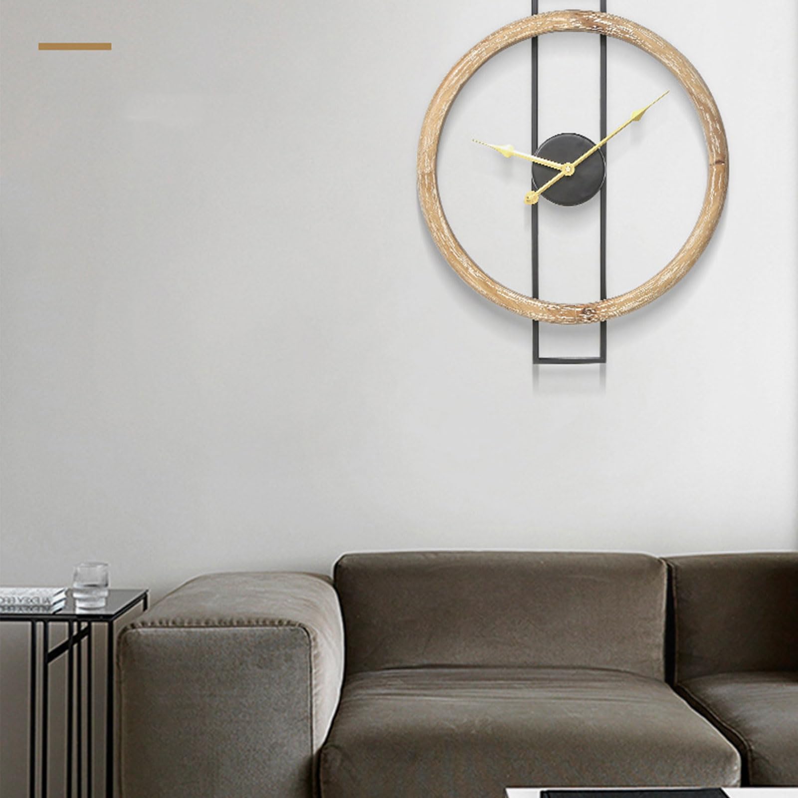Zegar ścienny, cichy zasilany bateriami, duży nowoczesny zegar dekoracyjny do salonu, kreatywny metalowy design z metalowym wskaźnikiem