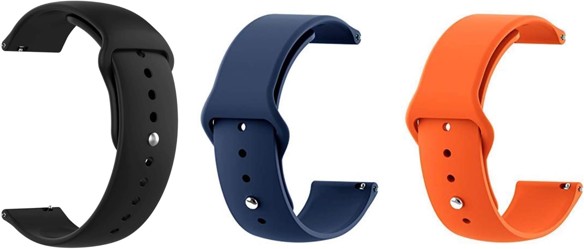 DIVERTS Pack of 3 Soft Silicone Band Strap Compatible for Samsung Galaxy Watch 3 45mm Galaxy 46mm Samsung Gear S3 Frontier Classic Amazfit Pace Stratos Ticwatch Pro 22mm