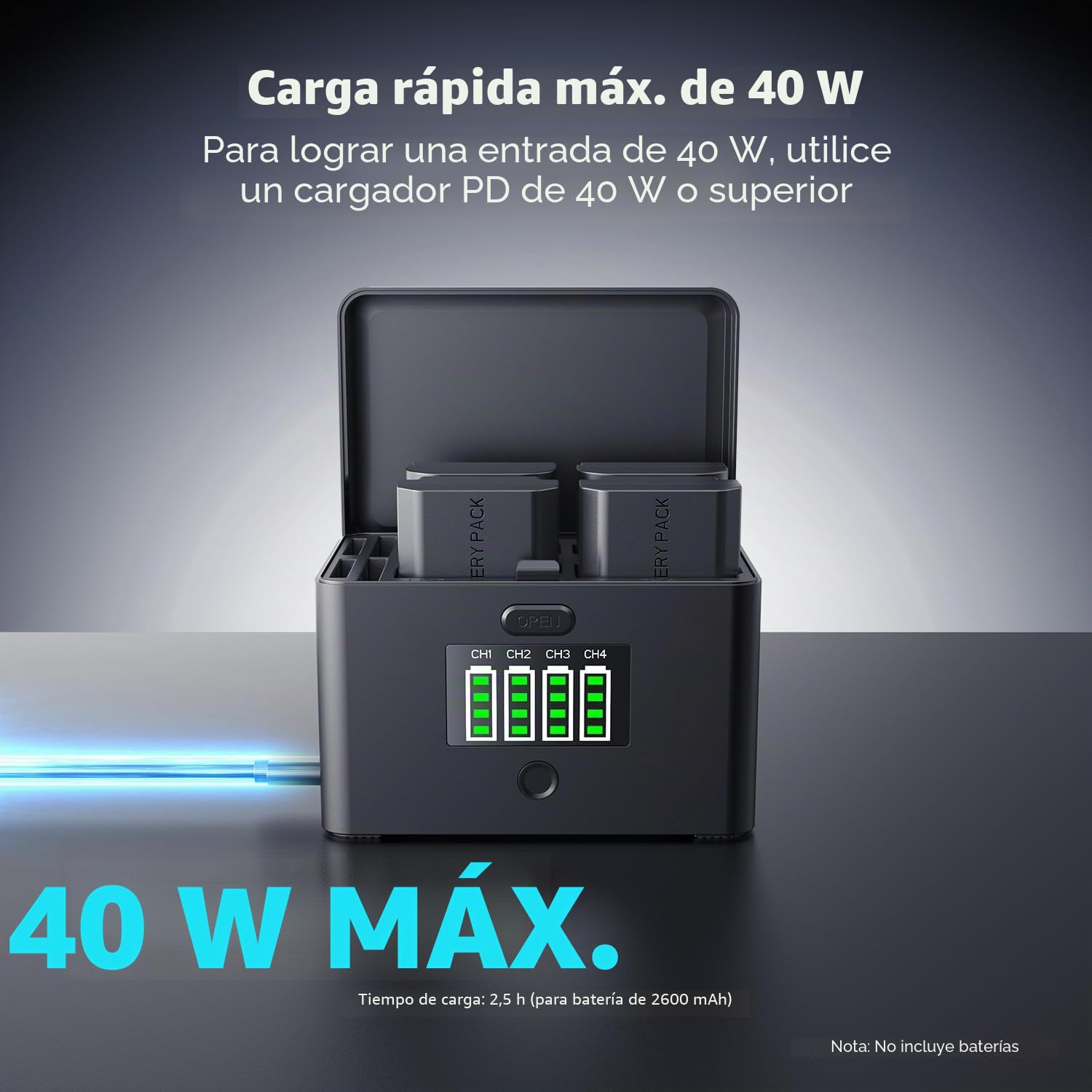 K&F Concept NP-FZ100 y LP-E6 Cargador de batería 2 en 1 de 4 Canales, Carga Rápida 40W PD, Compatible con Sony A6700/A7III/FX3/FX30/A7IV y Canon EOS R5 II/6D/5D, USB C, Almacenamiento SD, CFA, CFB