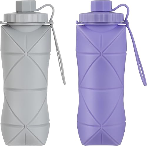 Miniatura 27 de YCT Botella de agua plegable 17oz (500ml), botella de agua portátil para viajes y deportes, botellas de agua plegables reutilizables de silicona