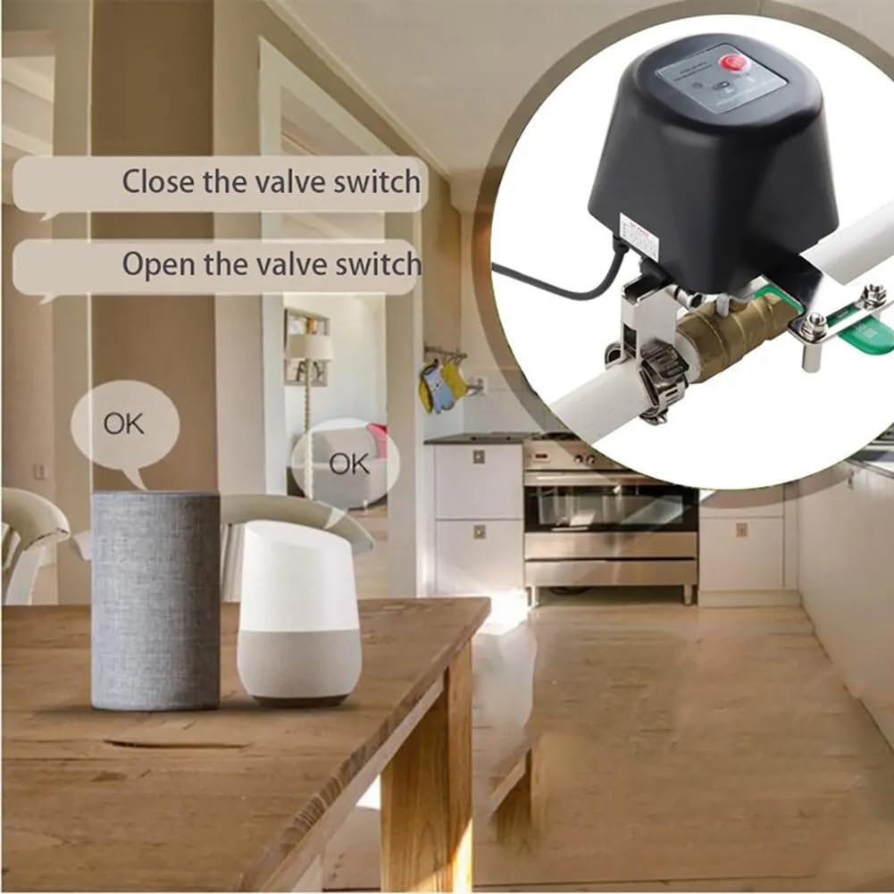 Tuya WiFi Controlador de Válvula Manipuladora Inteligente para Agua Gas Apagado Automático Compatible con Home Enchufe de la UE