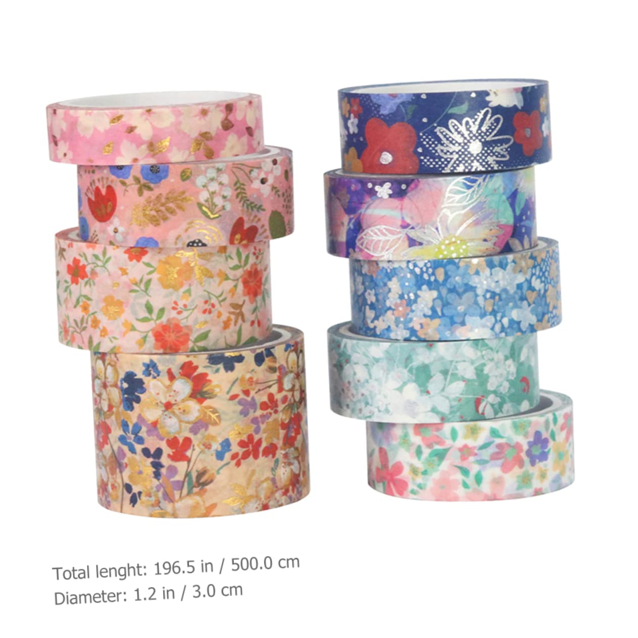 Angoily 4 Sätze Washi Tape Mit Blumenmuster Diy Papierklebebänder Für Scrapbooking Journaling Und Bastelprojekte 9 Rollen * 4