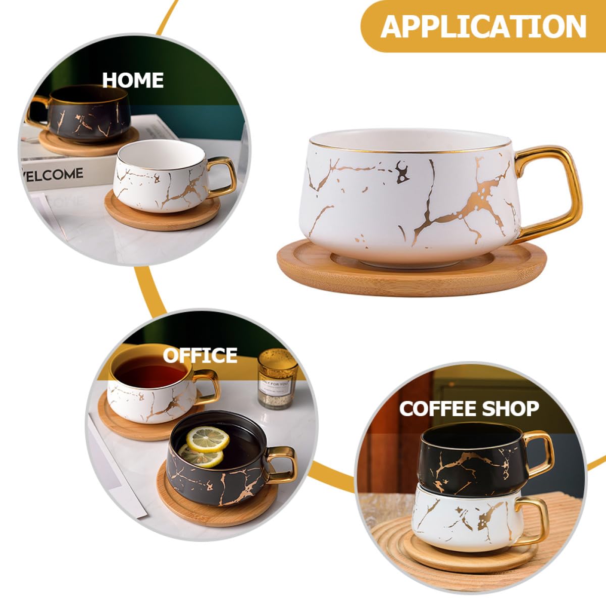 Mikinona Keramik Kaffeebecher Satz Mattweiß Zarter Milchbecher mit Untertasse Langlebig Bürotauglich Ergonomischer Griff Geschenk für Kaffeeliebhaber