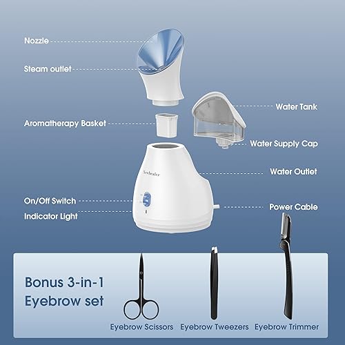 Miniatura 5 de Newbealer Vaporizador facial azul 2 unidades mini y grandes vaporizadores de aroma caliente desobstruye los poros nasales hidratantes para sauna en