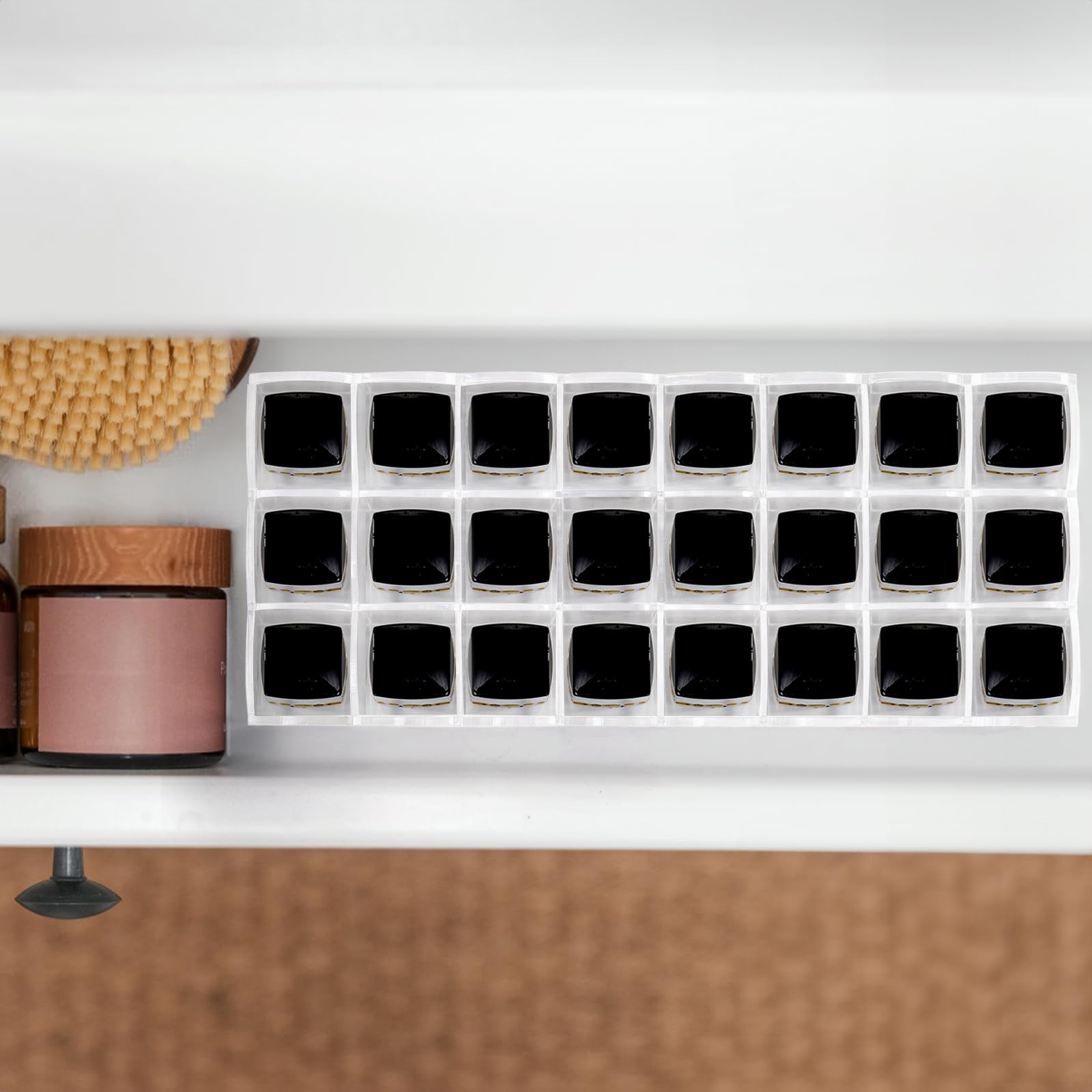 Hedume Organizador de brillo de labios, 24 espacios, acrílico brillo de labios y soporte de maquillaje de belleza, estuche expositor para brillo de labios alto/productos de pintalabios