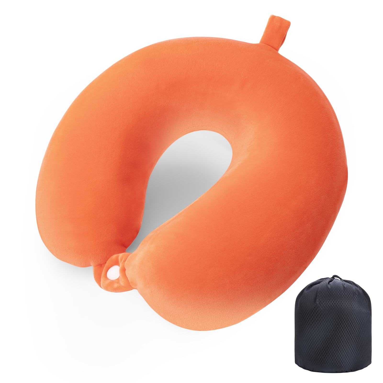 Travel Pillow Neck Pillow Memory Foam Travel Pillows Head Support Cushion for Airplane Train Car Office Travel Essential Flight Pillows for a Long Hauls Sleeping Rest (Orange)