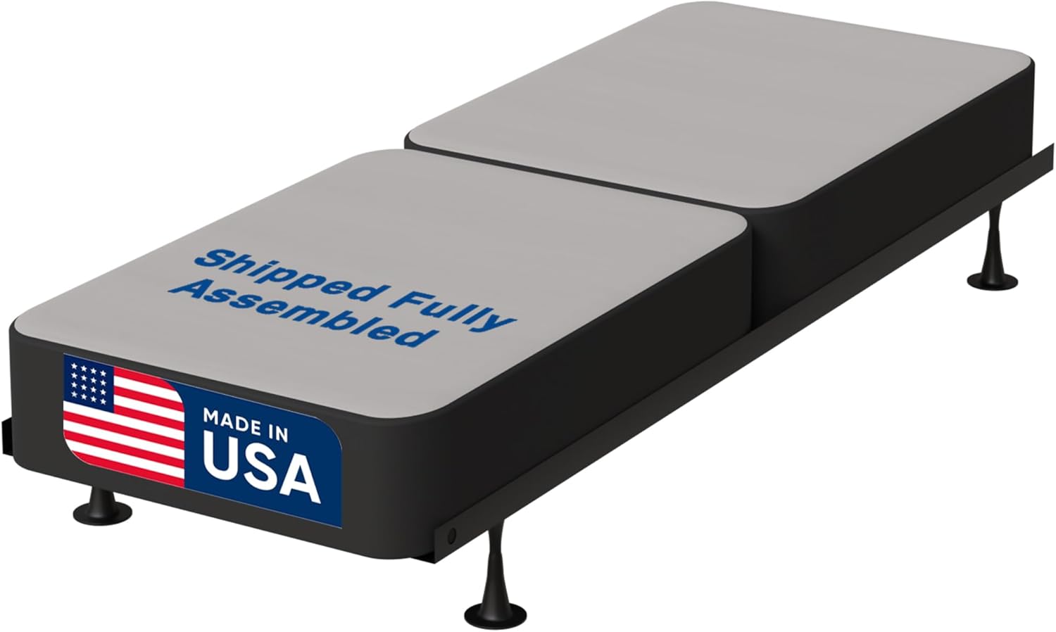 Nutan, 8-Inch Sturdy Wood Box Spring for Mattress Support - Durable and Fully Assembled, Natural Wood Foundation for Twin, Black