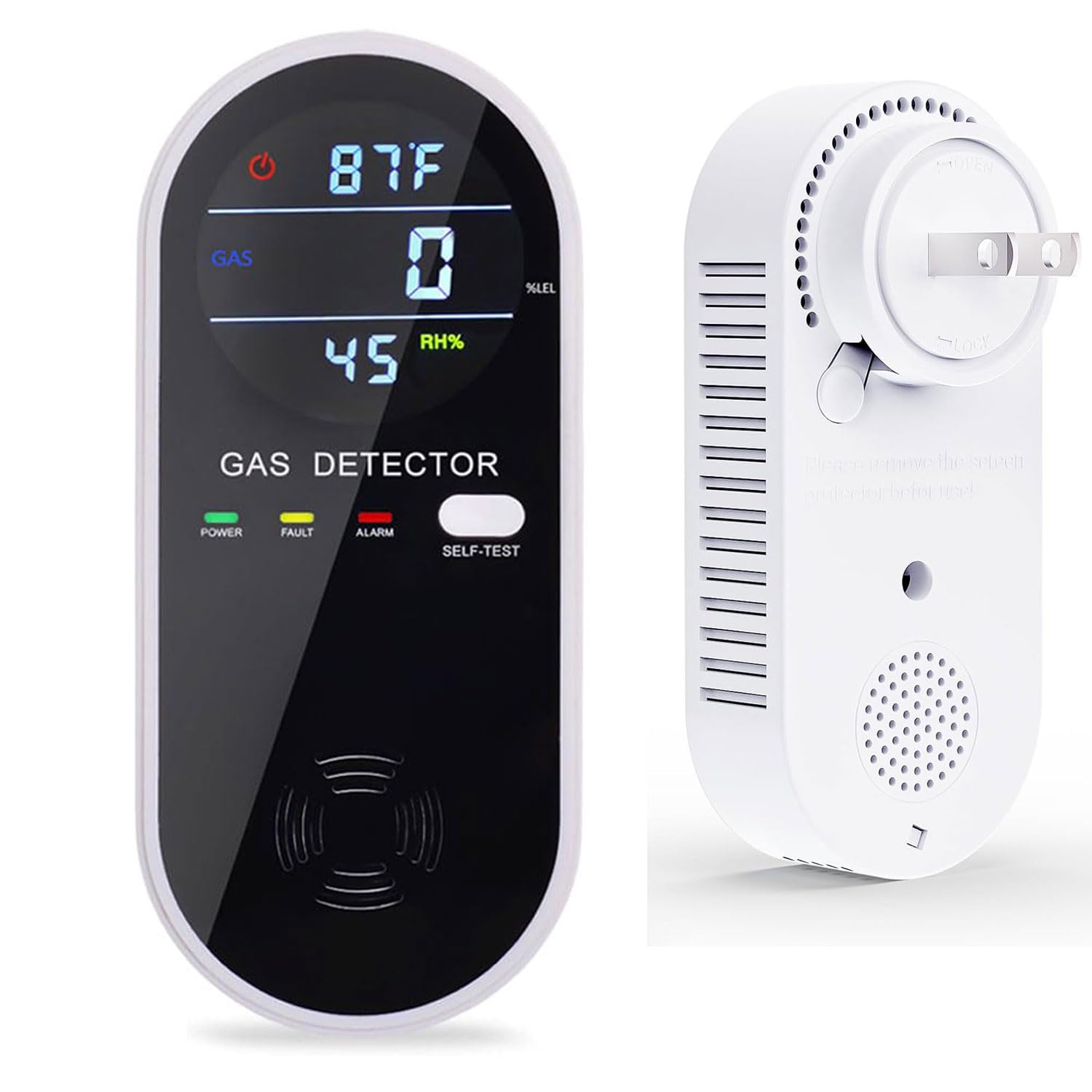 Natural Gas Detector, 3 in 1 Plug-in Propane Gas Detector(Gas, Temperature and Humidity Display), Combustible Gas Detector for Home & RV Gas Leak Detector for LNG, LPG, Methane