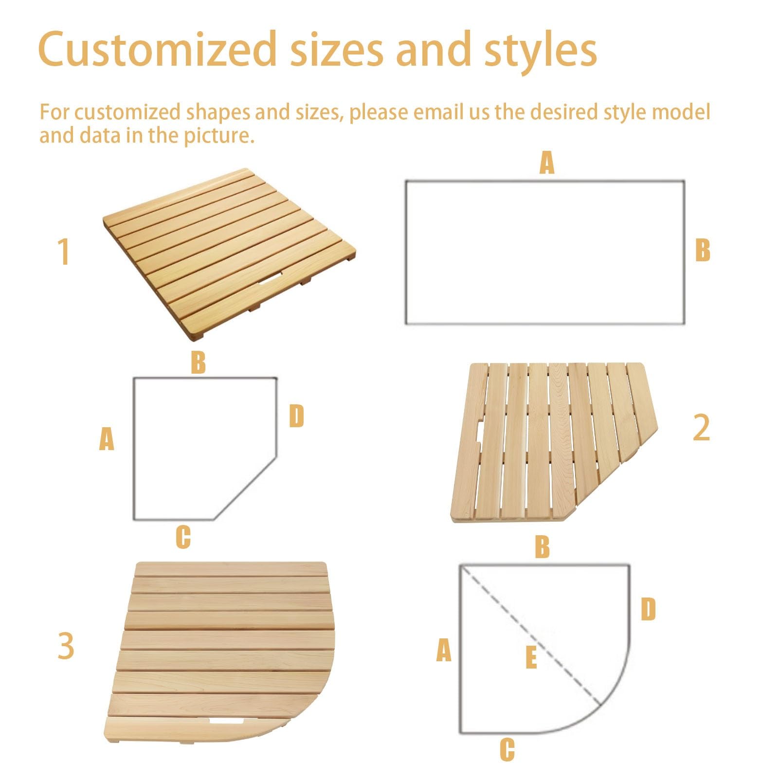 Alfombrilla de ducha de madera con almohadillas antideslizantes y asa, tamaño personalizable para una tabla de drenaje de baño estable (20 x 30 pulgadas)
