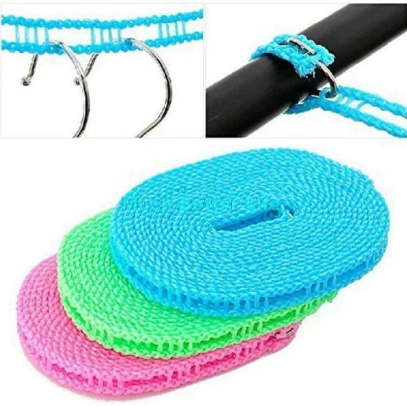 5 Meter Windproof Anti-Slip Clothes Drying Rope with Hooks, Nylon Washing Line for Indoor & Outdoor Use, Pack of 2-image-33