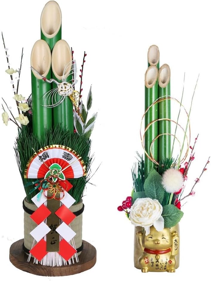 SolKin 遊恵盆栽 門松 お正月飾り 迎春：こも巻き 天然素材の門松一対