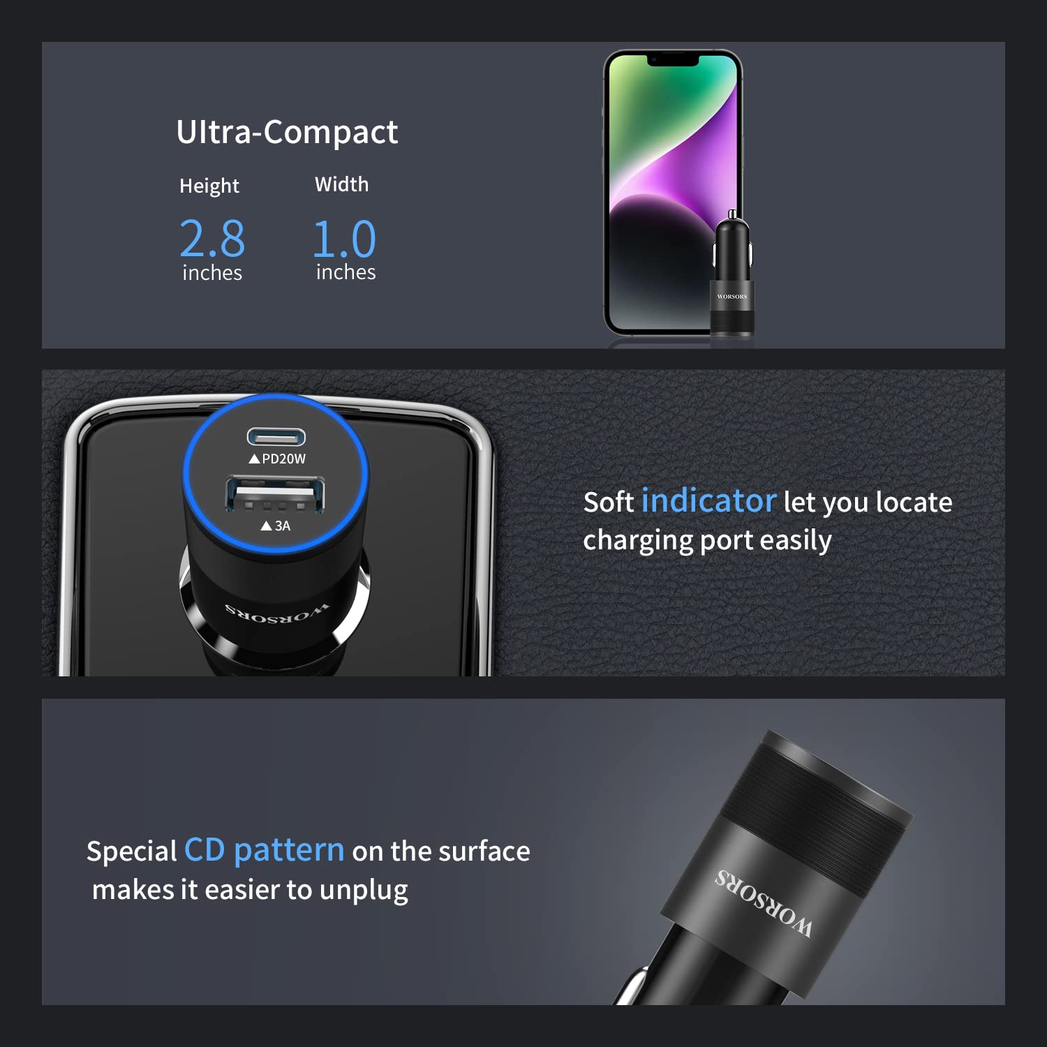 MFi - Cargador rápido de coche USB C de 35 W con cable Lightning tipo C de