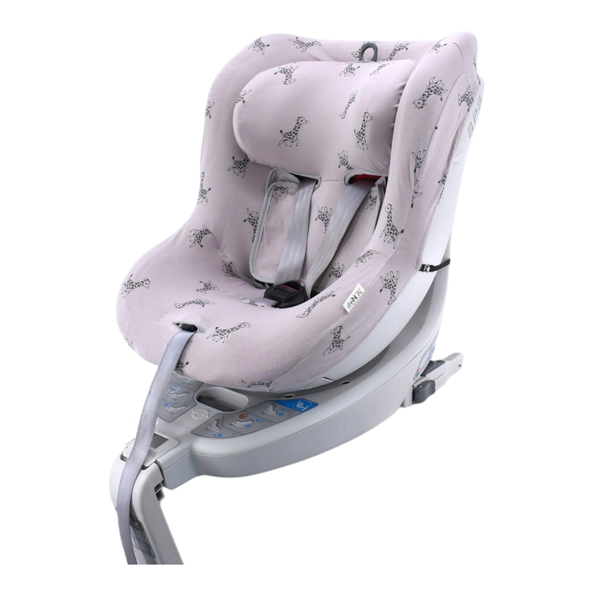 JYOKO Kids Funda para Silla De Coche Compatible con Avionaut Sky Y Be Cool Nado O3 | Algodón Orgánico Transpirable | Confort Suave para Viajar (Estampado Giraffe)