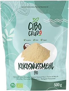 Kokosmehl Bio Low Carb für Keto - 500g. Kokosnussmehl ohne Zucker und Entölt. Cocos Mehl oder Coconut Flour aus Kokosnuss. Glutenfreie Alternative.