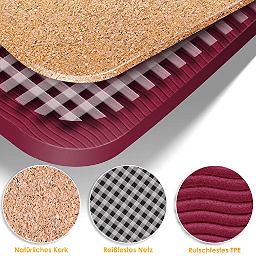 Foto von KESSER® Yogamatte Kork Inkl. Tragegurt Tasche & Yoga-Block Gymnastikmatte rutschfest aus Naturkautschuk TPE Fitnessmatte, 183 x 62 Trainingsmatte für Fitness Sportmatte, Gymnastik extradick