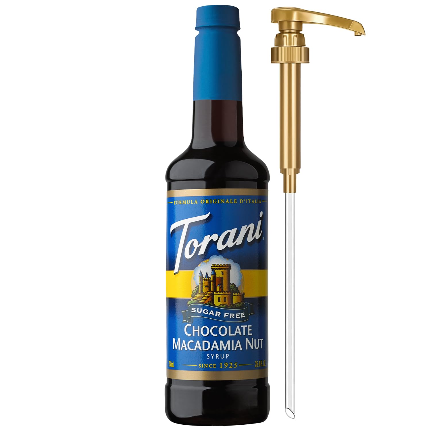 Sugar Free Coffee Syrup, Chocolate Macadamia Nut Flavored Syrup for Drinks, Zero Calorie, Pump Included, 25.4 Fl Oz