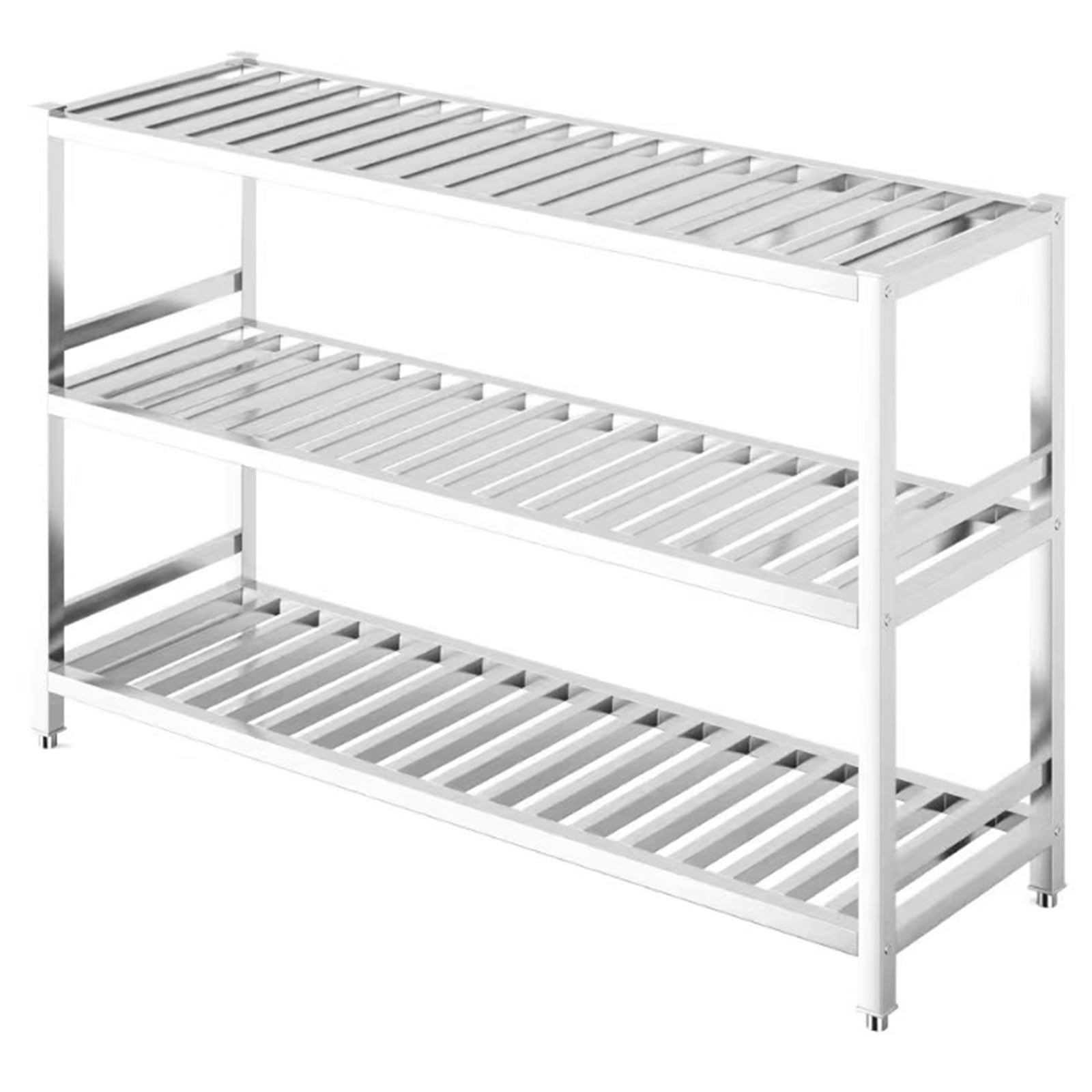 Wytrzymały 3-warstwowy regał ze stali nierdzewnej – regulowany metalowy stojak do przechowywania do kuchni, garażu, biura, restauracji, magazynu (120 x 60 x 120 cm)