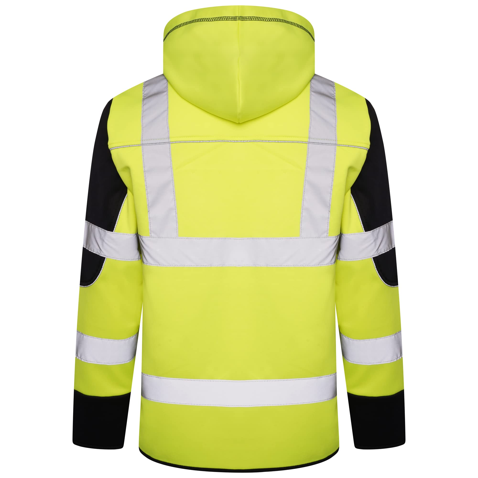 Sweat à capuche haute visibilité réfléchissant pour le travail de sécurité, sweat à capuche haute visibilité, 3 poches zippées (taille L, fermeture éclair jaune)