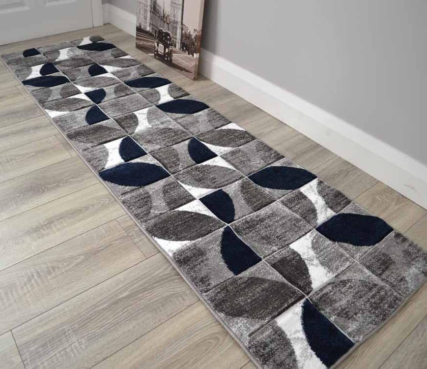 New Hand Carved Dark Navy Blue Grey Small Extra Large Size Living Room Bedroom House Rugs Cheap, Navy Leaf, 120cm x 170cm - Image 3