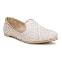 HAWKR Ethnic Embroidered Slip-On Loafers, Wedding Juttis and Mojaris with Cushioned Insole (Off White, UK Footwear Size System, Adult, Men, Numeric, Medium, 7) gallery image