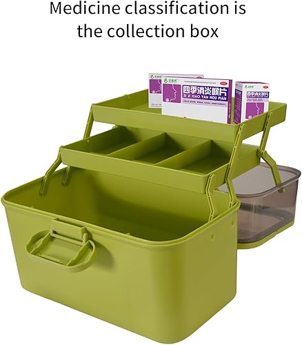 Miniatura 6 de Qiveno Organizadores y almacenamiento de manualidades, bandeja plegable de tres capas, caja de almacenamiento de medicamentos multiusos, caja de