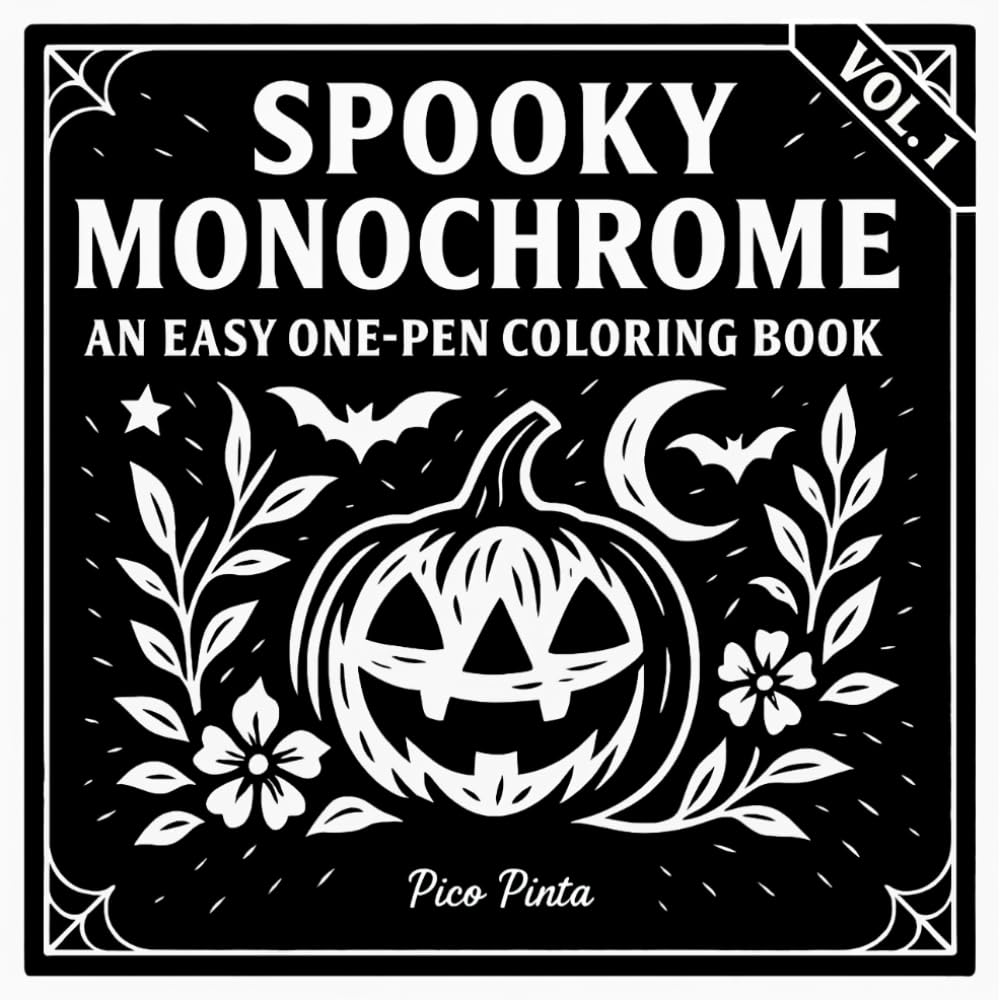 Spooky Monochrome: An Easy One-Pen Coloring Book