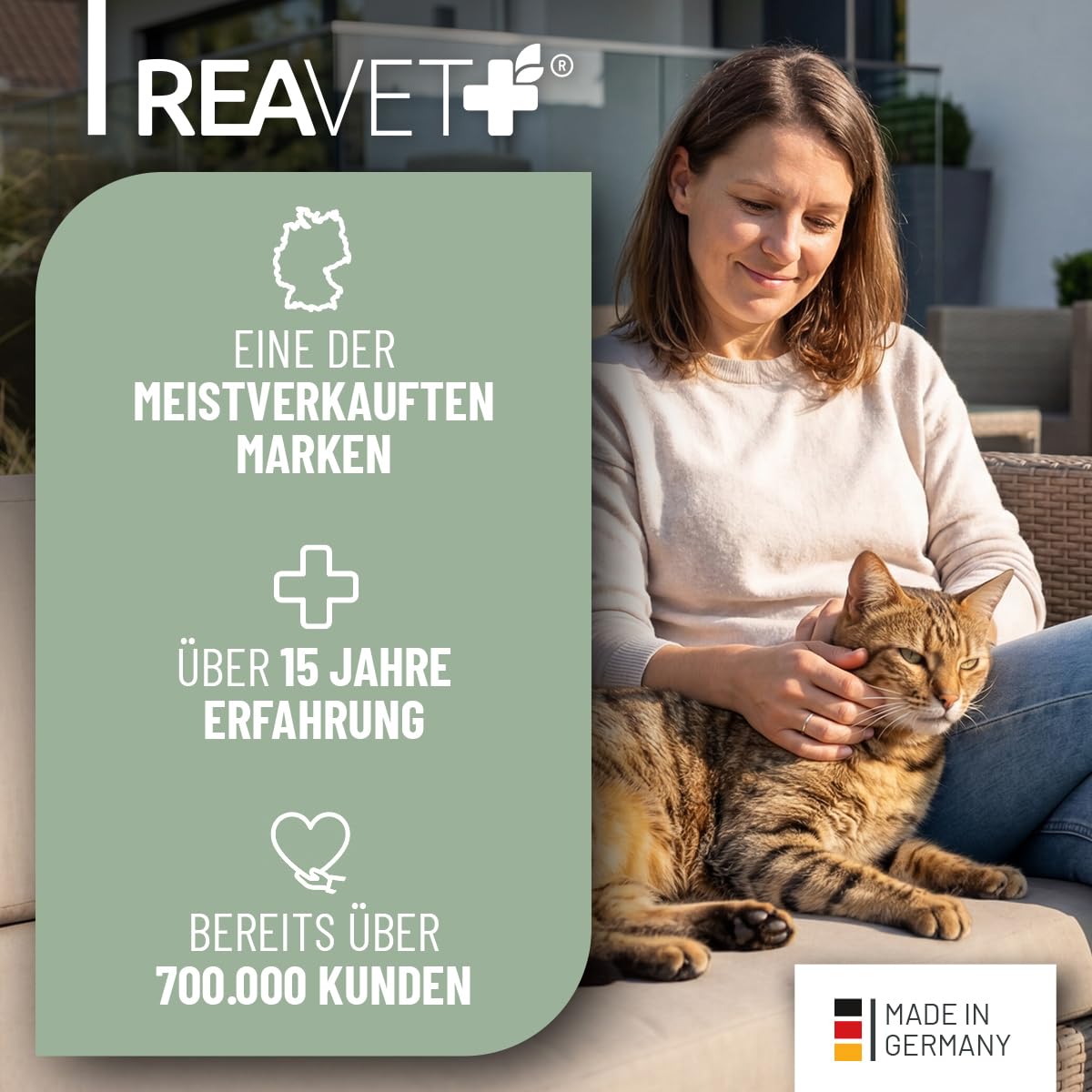 ReaVET Complete Cat 4 en 1 - Suministro natural para gatos durante 2 meses, vitaminas para gatos, activa las defensas, fortalece el sistema inmunológico, articulaciones y gastrointestinales, con