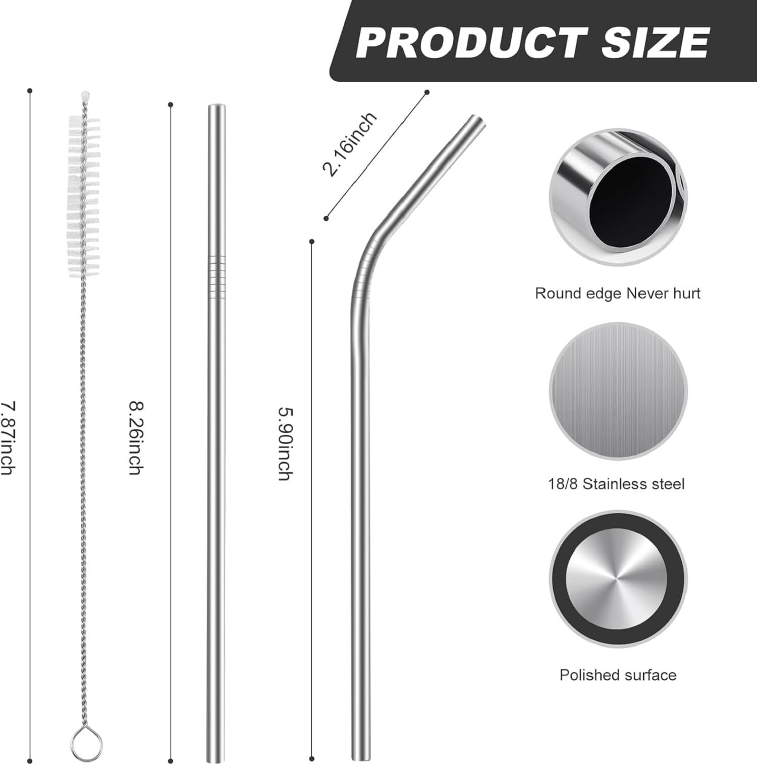 Chewing, Decorative, Training, Eating, Cooking Stainless Steel Chinese, Korean, Japanese, Vietnamese Chopstick 2 Pairs Steel Chopsticks, 2 Straight Straws, 2 Bent Straws, 1 Cleaning Brush 4