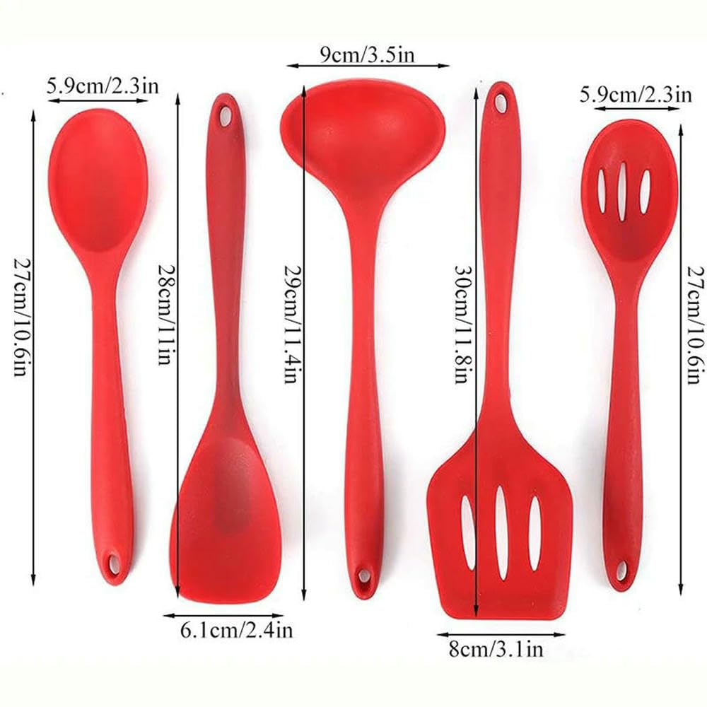 WLDMA Lot de 5 spatules de cuisine antiadhésives en silicone de qualité alimentaire résistant à la chaleur Ustensiles de cuisine