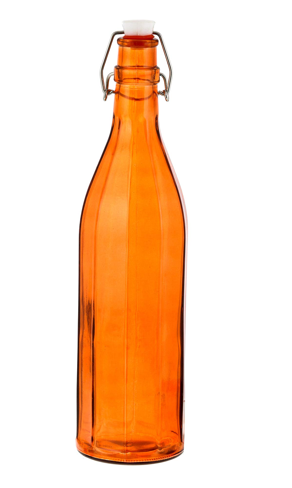 MACHAK Colhexa Glass Bottles With Cork 1litre, Kitchen Decoration (Orange, 1)