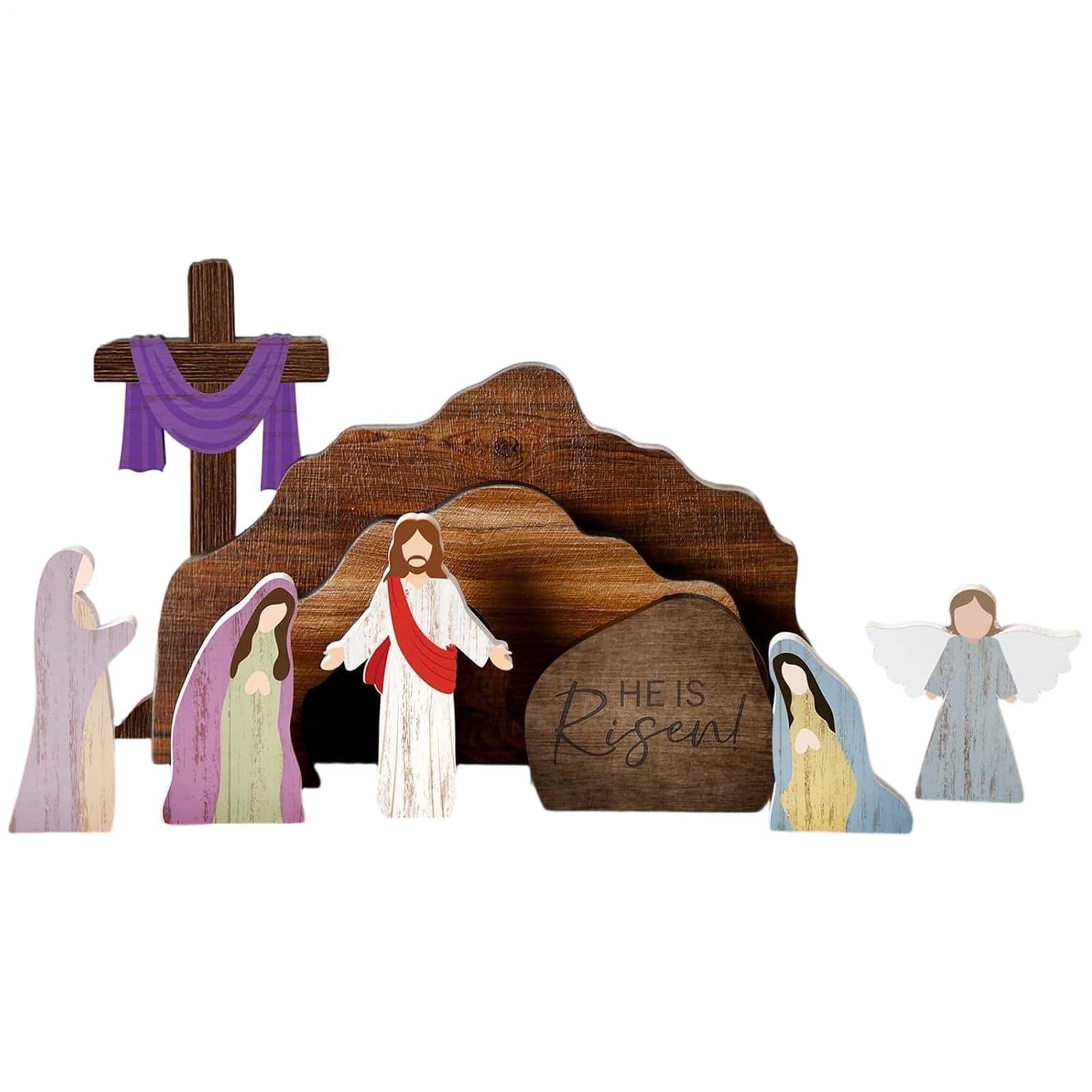 Presepe in legno, statuette religiose rustiche per Zuhau | Ideale per riunioni di famiglia, Pasqua, interni, giardino e tavolo; design tradizionale; crea un'atmosfera consapevole