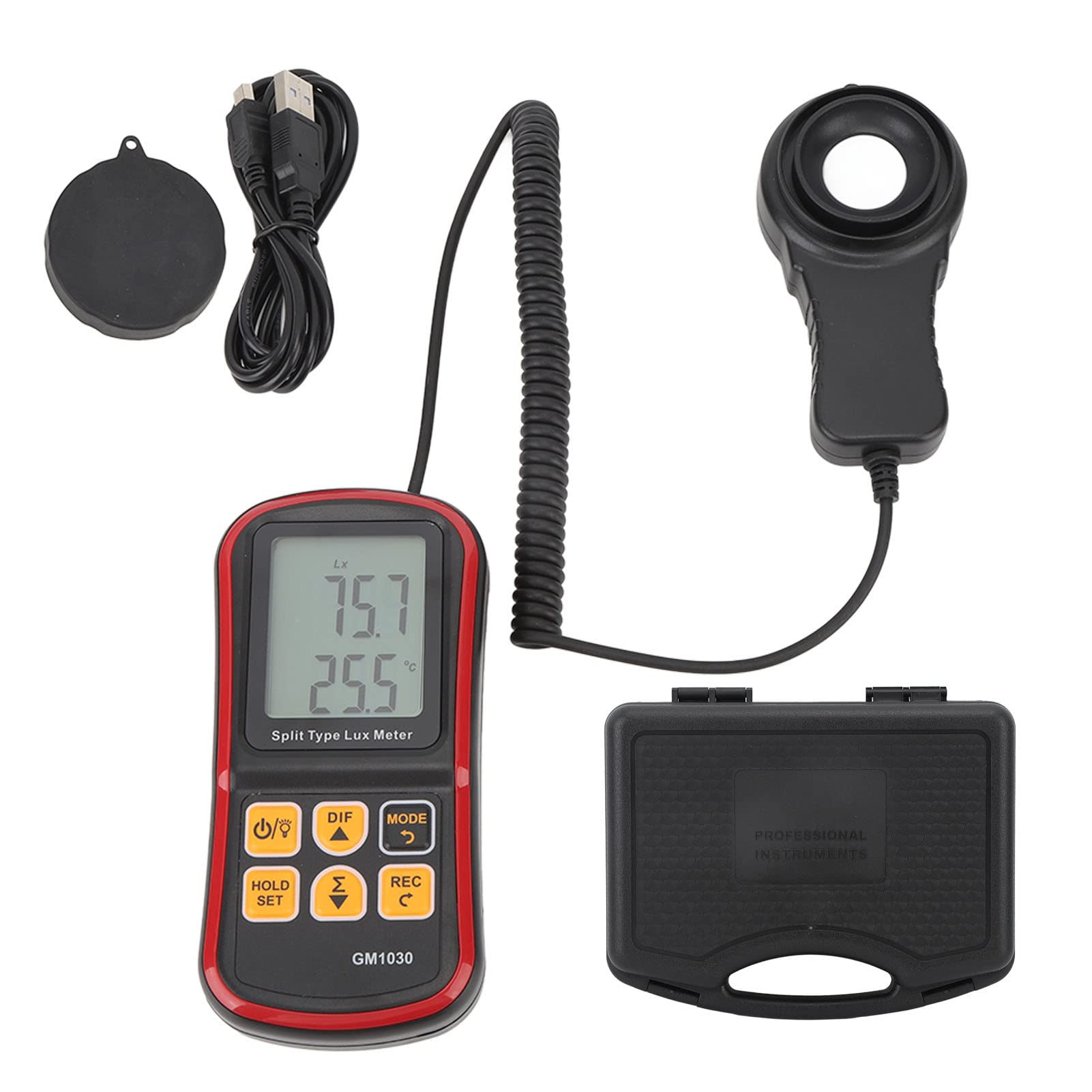 FLEXMAN Handheld Light Meter, 0-20000LM Digital Illuminance Meter with NTC Thermistor Humidity Probe, Luminometer Photometer with BT APP Computer Software