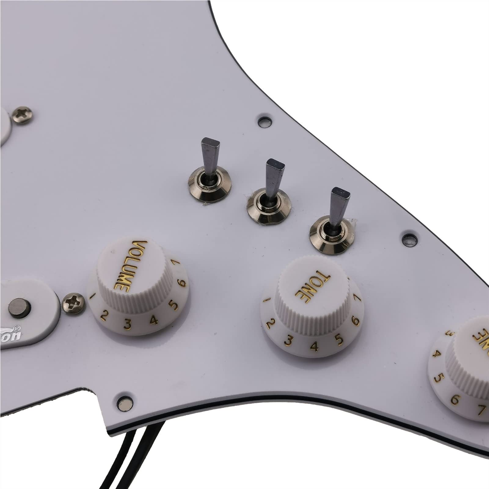 Pickguard Pre-wired 7-Way Full-Load Pre-Wired Pickguard Wilkinson SSS AINICO 5 Single-Coil Pickup Kit For Stratocaster Electric Gitars (Color : Vintage White