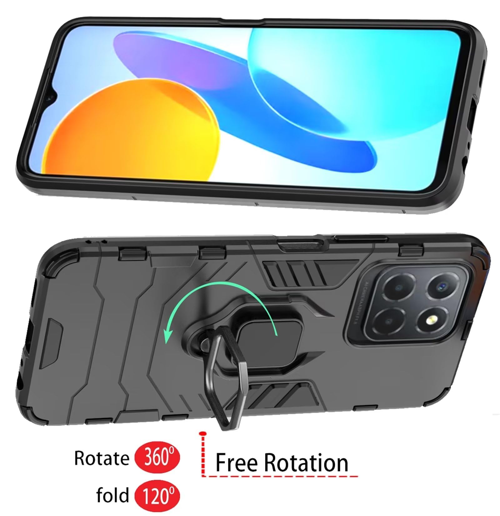 BORYA Coque Pour Honor 70 Lite/Honor X6/Honor X8 5G, Antichoc Très Mince Premium TPU+PC Bumper Housse, Souple Silicone Transparent Étui[Protecteur D'écran Intégré], Noir