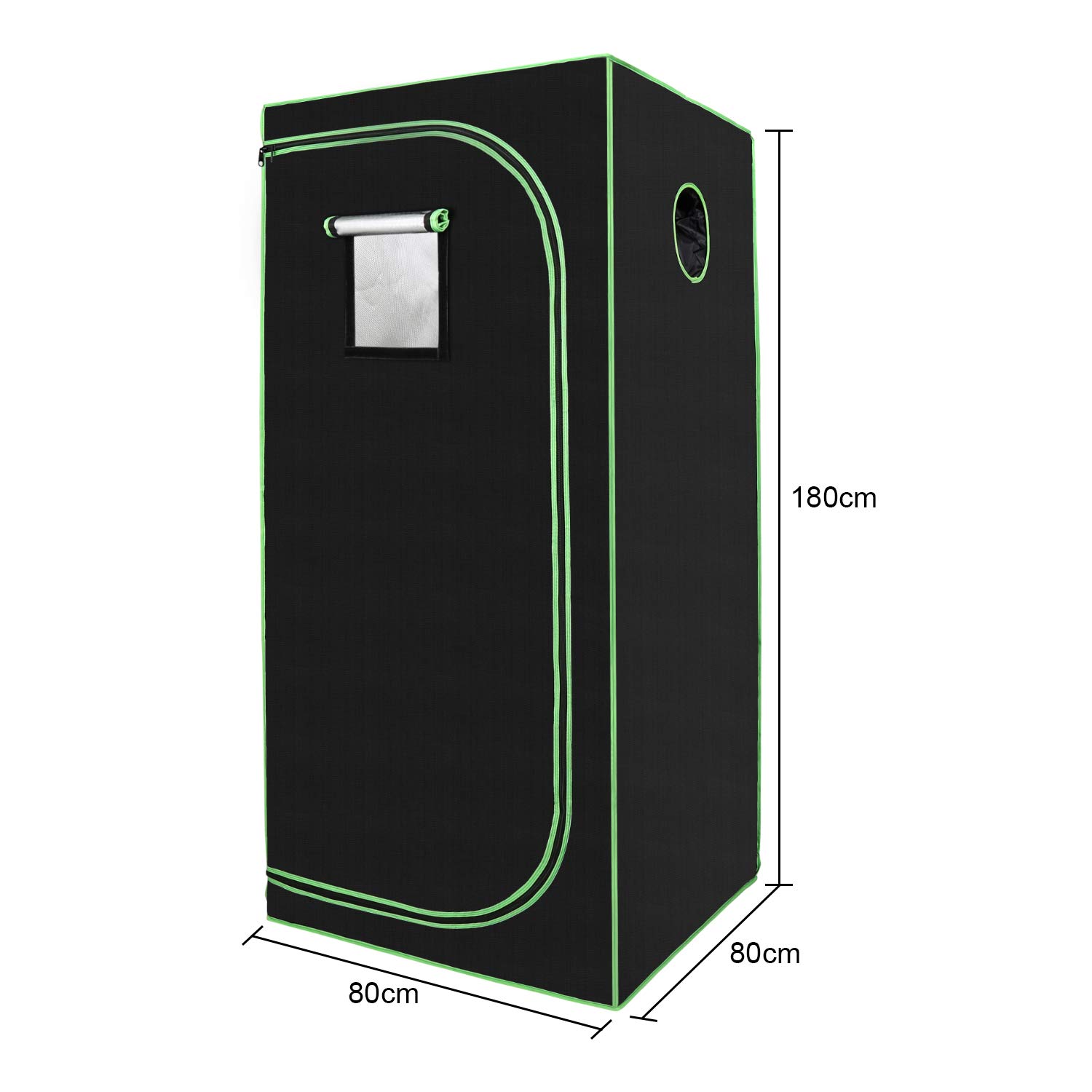 Jiubiaz Grow Tent, 80 x 80 x 180 cm, kweektent voor homegroei, indoor kweektent, kweektent, lichtdichte en waterdichte plantentent, zwart/groen