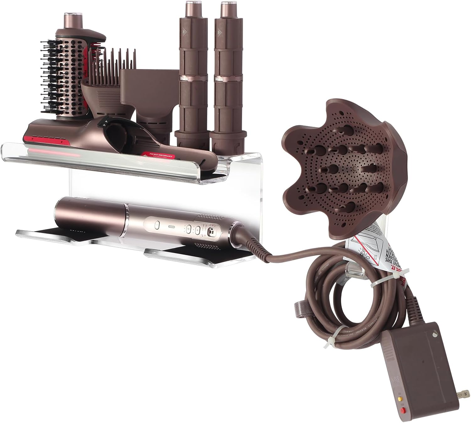 Acrylic Wall Mount Holder for Shark FlexFusion, Flexfusion Organizer for Shark HD641S HD641 HD642 HD642S, Flex Fusion with Cord Hanger for Accessories Curlers Brushes Diffuser and Attachments Acrylic Wall Mount Holder for Shark FlexFusion, Flexfusion Organizer for Shark HD641S HD641 HD642 HD642S, Flex Fusion with Cord Hanger for Accessories Curlers Brushes Diffuser and Attachments