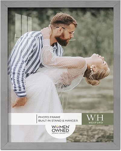 Miniatura 2 de Renditions Gallery Portarretratos de 11 x 14 pulgadas, diseño de madera de estilo moderno y vidrio de alta definición, listo para pared y mesa,