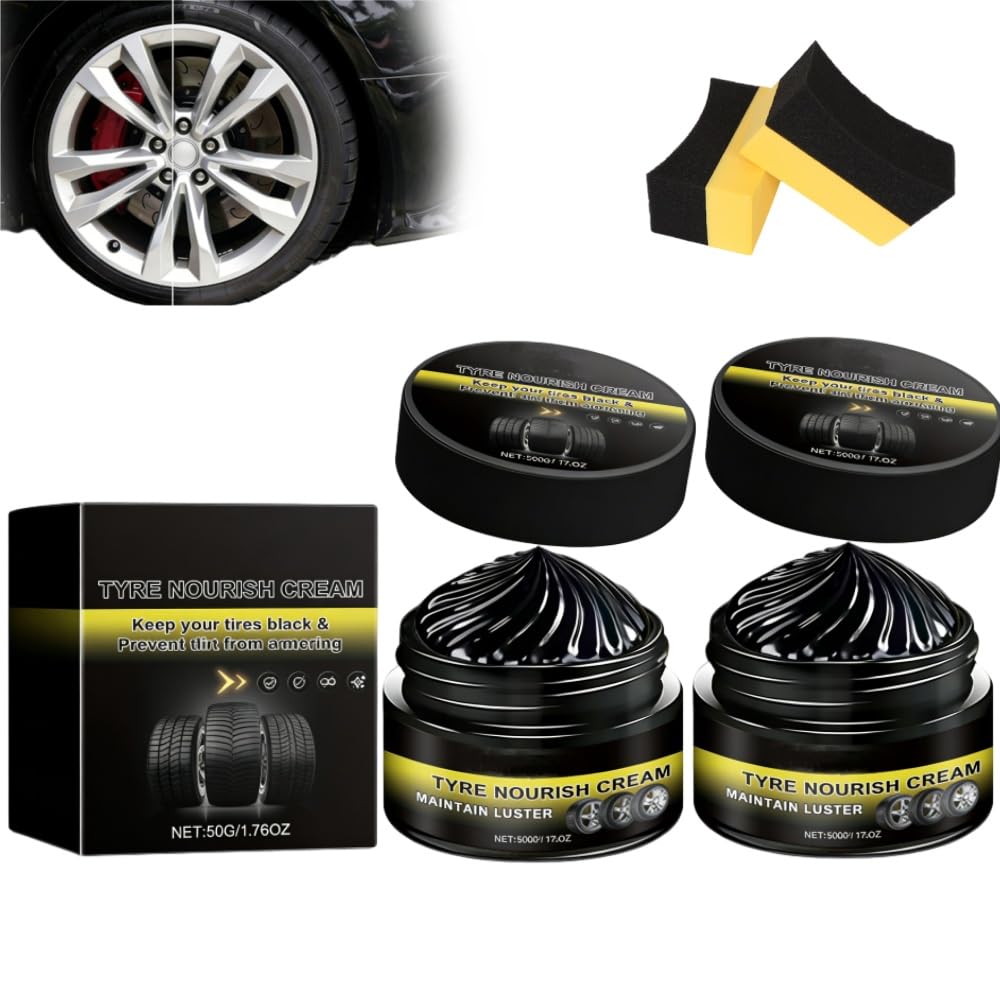 Tyre Nourish Cream, Tire Wax – Restores Black Gloss, Tire Shine, Tyre Nourish Cream Maintain Luster, For Car Tires (2PCS)