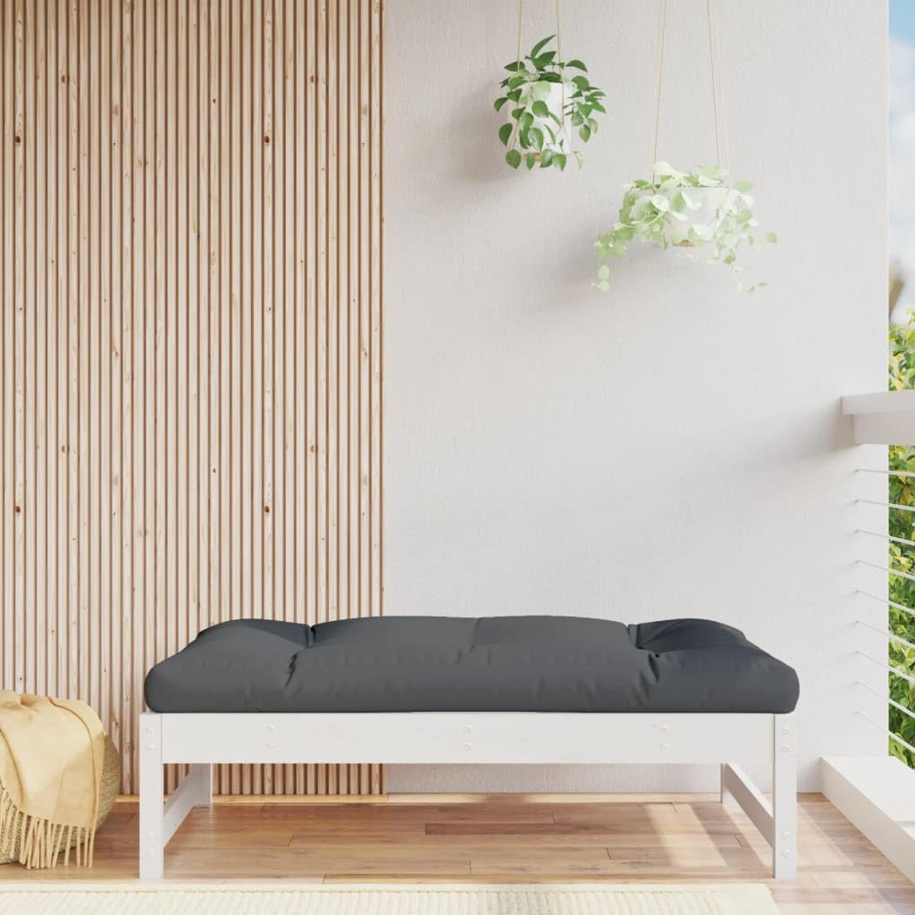 vidaXL Taburete de Jardín, Reposapiés Otomana de Descanso, Mesa de Centro de Listones, Asiento para Patio Terraza, Madera Maciza de Pino Blanco