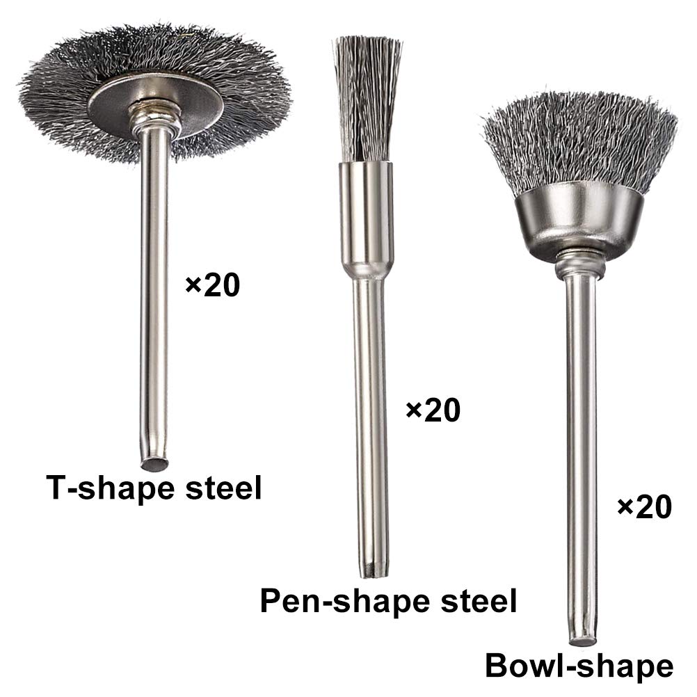 60 Pieces Wire Cup Brush Set,Vankcp Power Rotary Tool Buffing Wheels Small Wire Brushes Set for Drill Grinder Rotary Tools