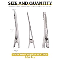 Vista 2 de 200 pinzas de pelo de cocodrilo de 2.55 pulgadas a granel, color plateado, pinzas para el pelo de una sola punta, para hacer lazos, hacer horquillas
