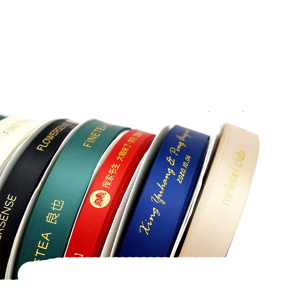 10mm-32mm Logo Personalizzato Stampa a Caldo Foglio di Poliestere Stampato Nastro di Poliestere per Confezioni Regalo e Imballaggio 100 yard/lotto-Arancione, 12mmx100Y