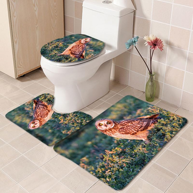 Tapis salle de bain hibou ensemble de 3 pièces en microfibre lavable
